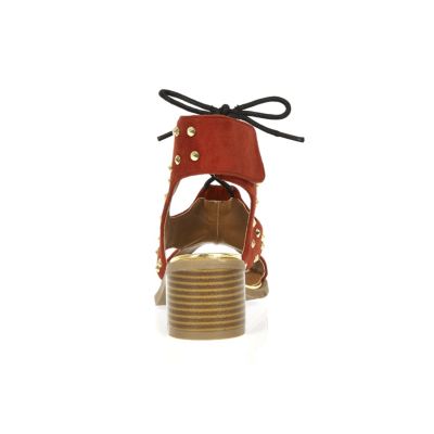 Girls red ghillie studded shoes